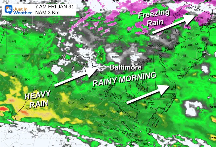 January 30 weather rain Friday morning