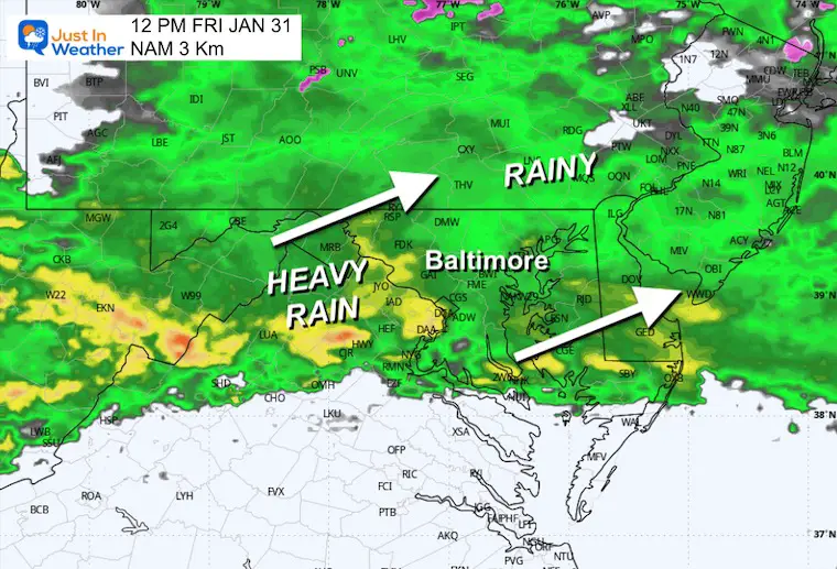 January 30 weather rain Friday noon