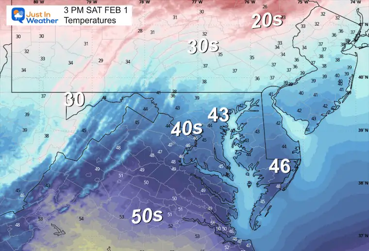 January 31 weather forecast Saturday afternoon