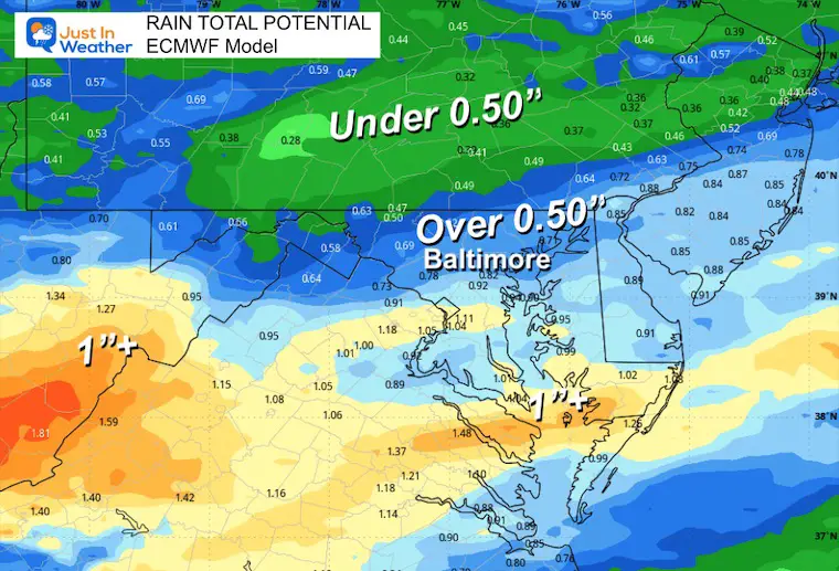 January 31 weather rain total Friday ECMWF