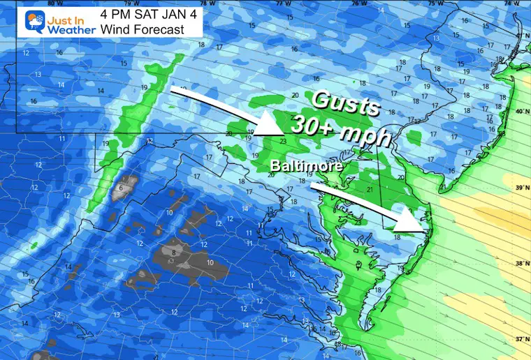 January 4 weather forecast wind Saturday Ravens Game