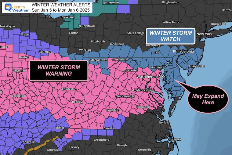 January Winter Storm Warning Midwest Mid Atlantic