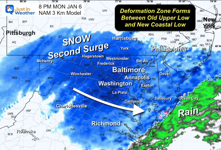  January 5 weather forecast radar snow Monday night