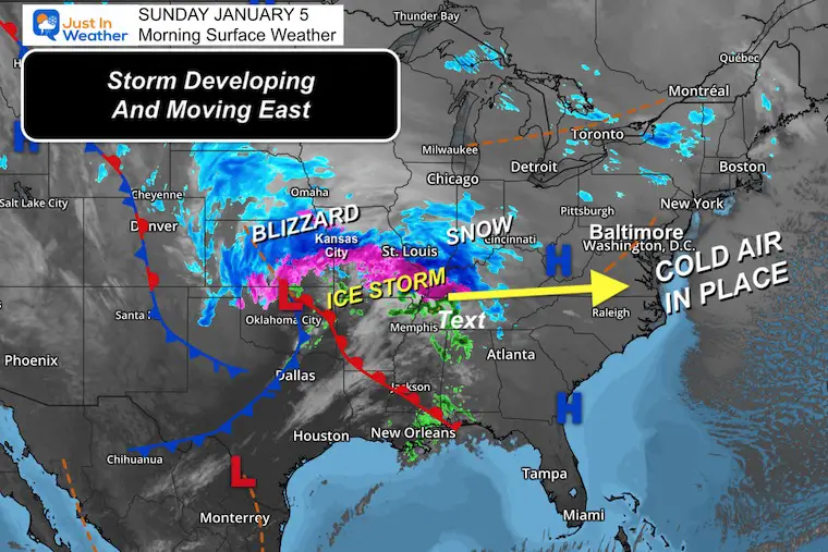 January 5 weather winter storm Sunday morning