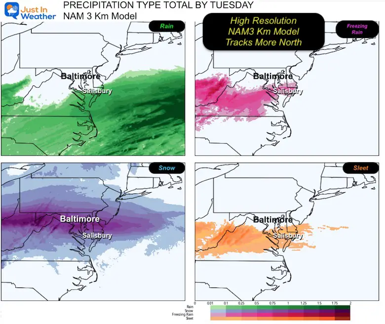 January 5 weather winter storm snow ice rain NAM