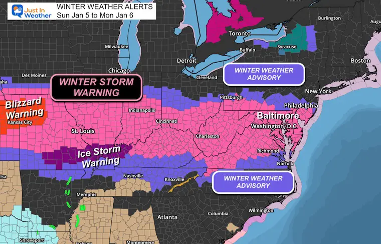 January 5 Winter Storm Warning US