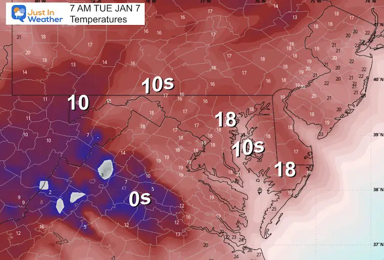 January 6 weather Tuesday moring