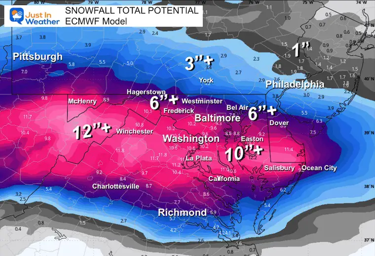 January 6 Snow forecast ECMWF