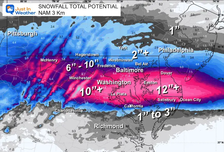 January 6 Snow forecast NAM