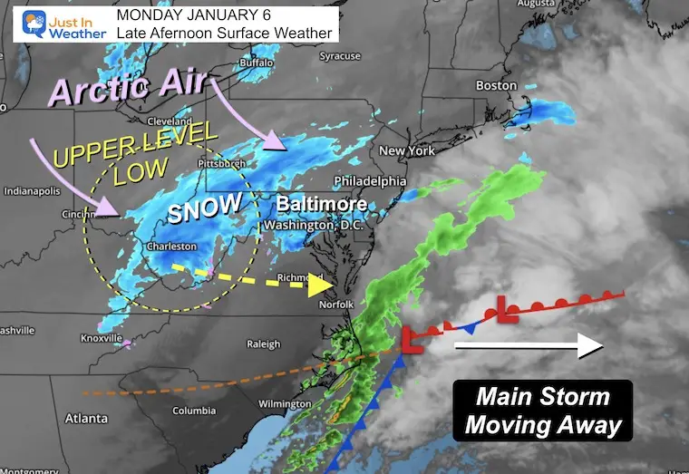 January 6 weather snow storm Monday evening