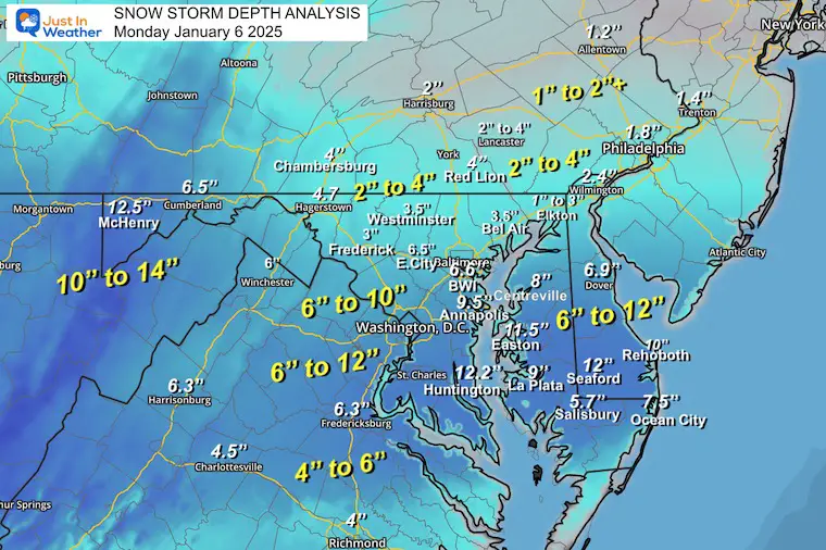 January 6 snowfall Mid Atlantic