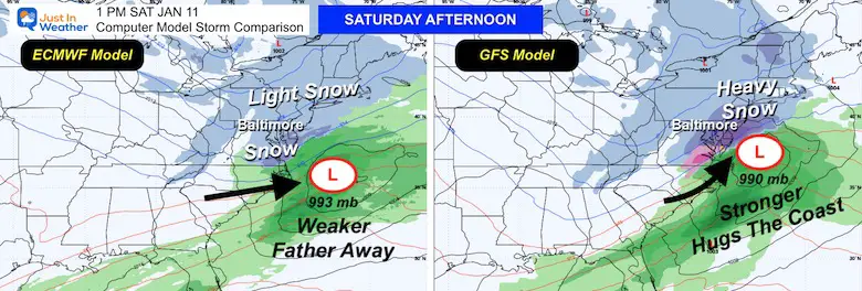 January 7 weather models winter storm Saturday afternoon