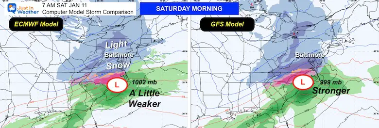 January 7 weather models winter storm Saturday morning