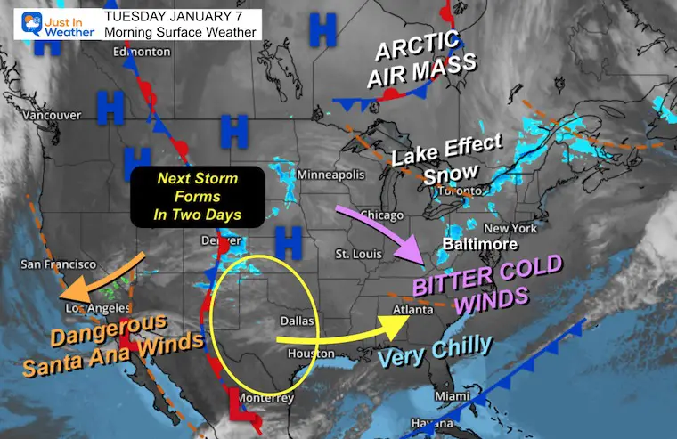 January 7 weather Tuesday morning