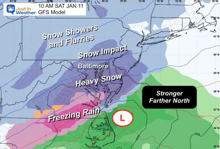 January 7 weather snow Saturday afternoon GFS