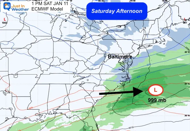 January 7 weather storm Saturday ECMWF