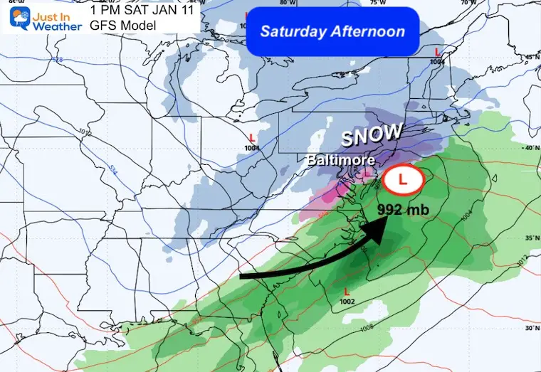 January 7 weather storm Saturday GFS