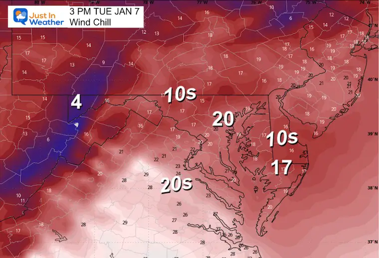 January 7 weather wind chill Tuesday afternoon