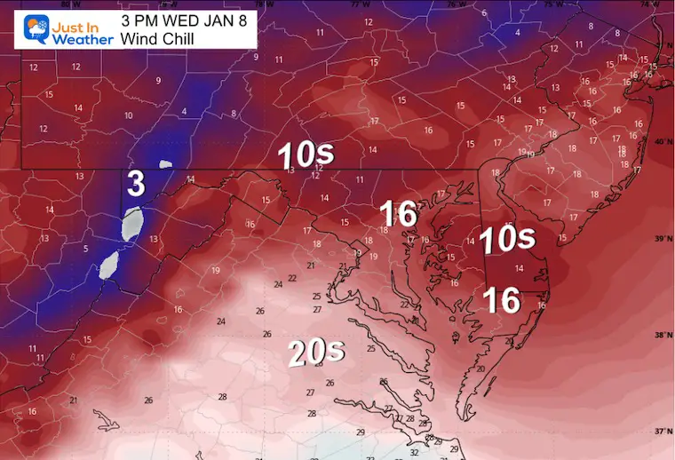 January 7 weather wind chill Wednesday afternoon