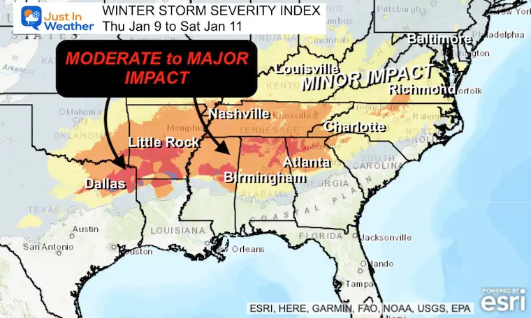 January 8 Winter Storm Severity Index