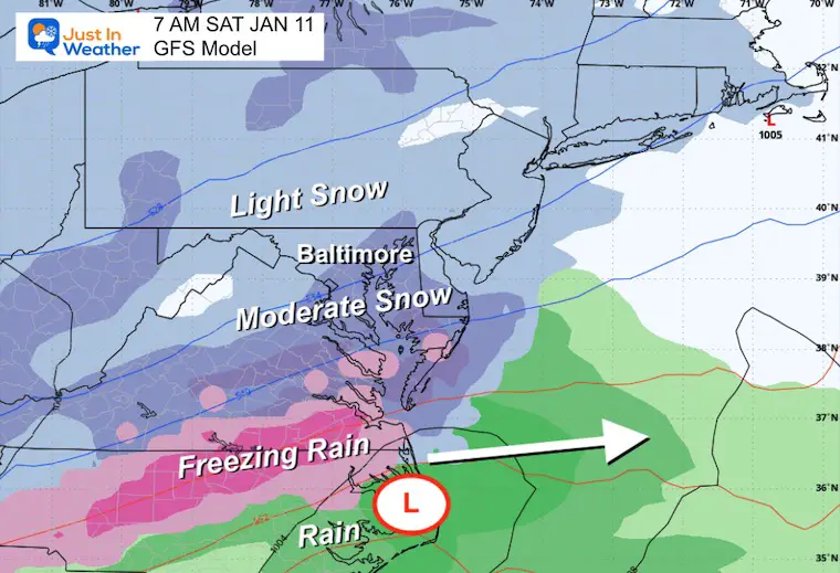 January 8 weather snow Saturday morning GFS