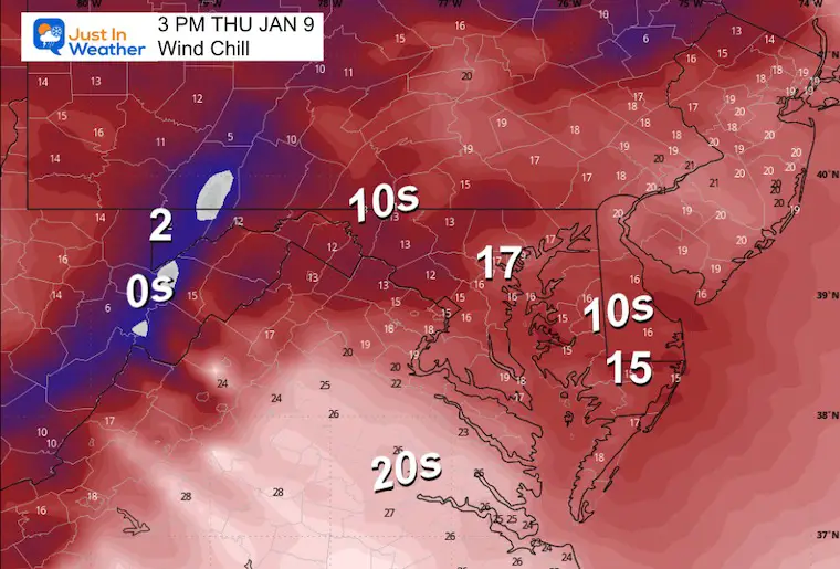 January 8 weather wind chill Thursday afternoon