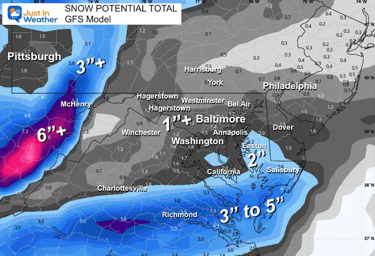 January 9 weather snow forecast Saturday GFS