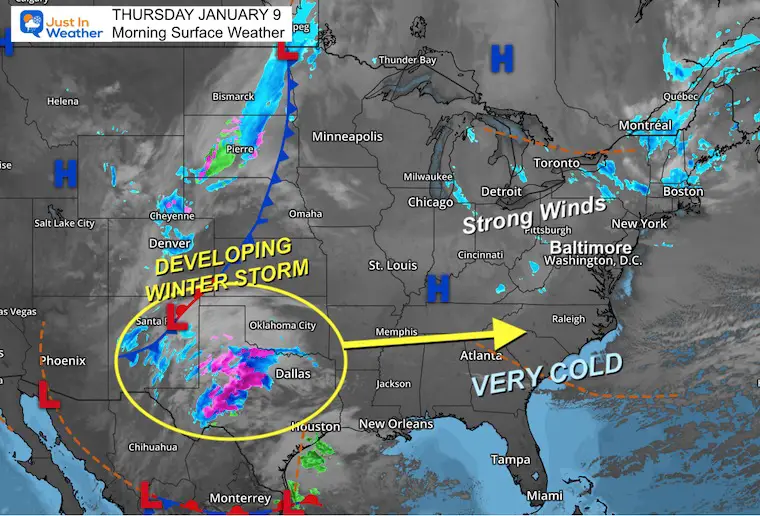 January 9 weather Thursday morning