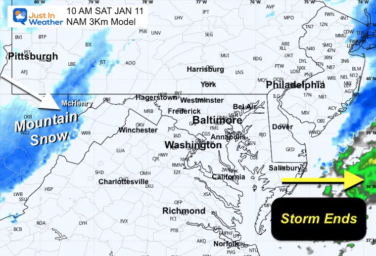 January 9 snow radar Saturday 10 AM