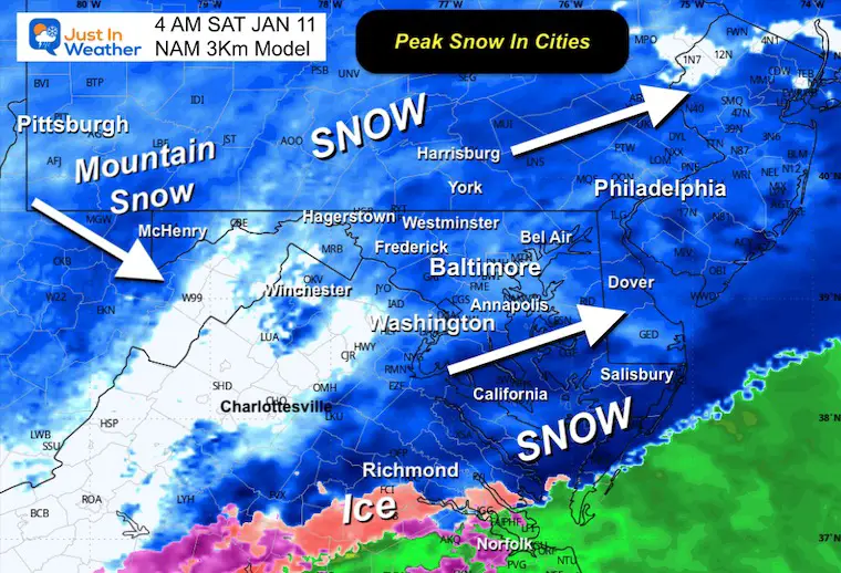 January 9 weather snow radar early Saturday