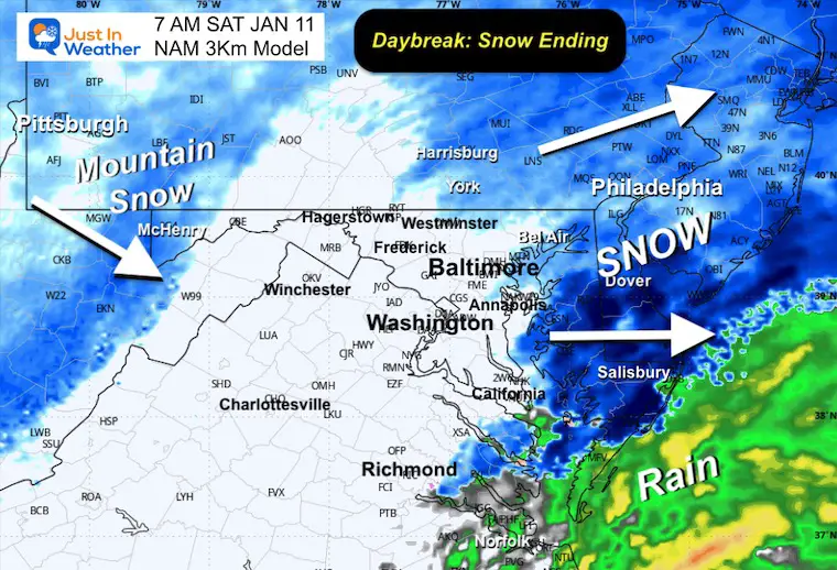 January 9 weather snow radar sunrise Saturday