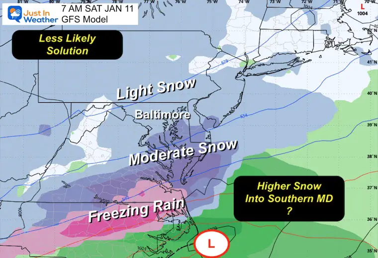 January 9 weather snow Saturday morning GFS