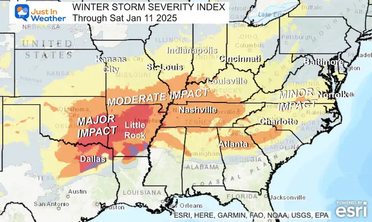 January 9 NOAA Winter Storm Severity index