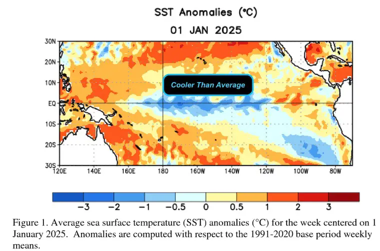 La Nina January Sea Surface Temperatures