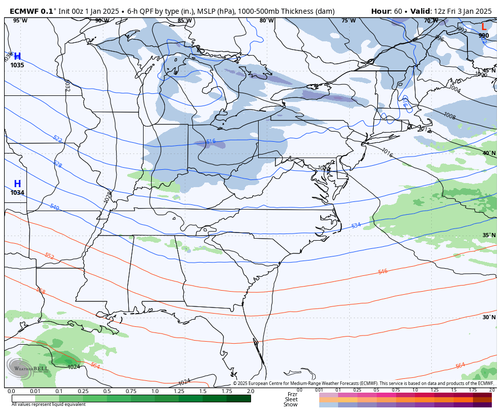 January 1 weather snow Friday
