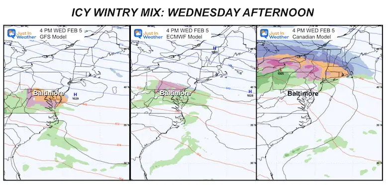 February 1 weather ice storm Wednesday models