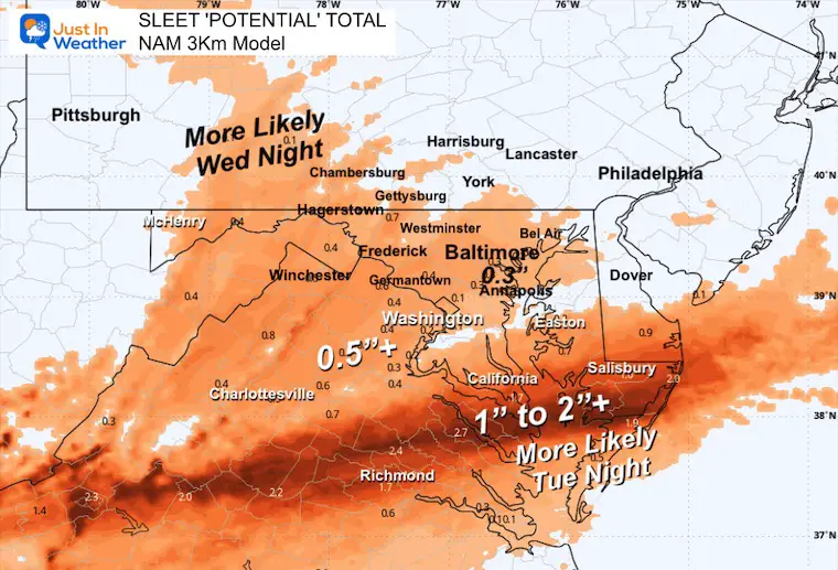 February 10 sleet total NAM