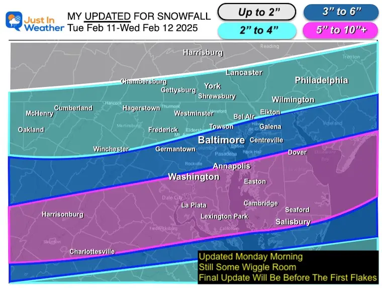 February 10 my updated call for snowfall