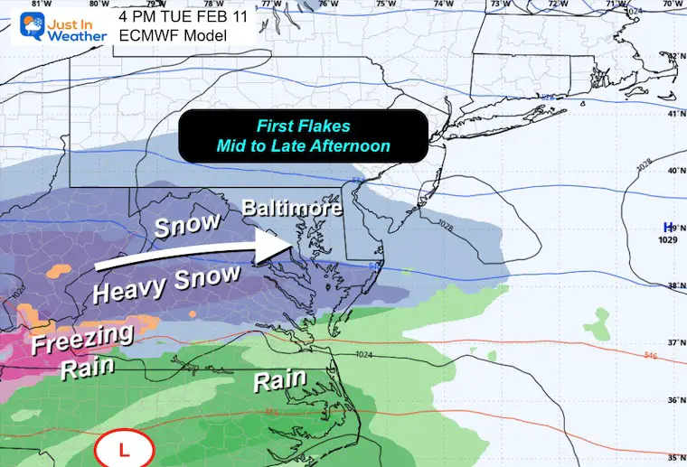 February 10 weather storm Tuesday afternoon