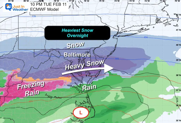 February 10 weather storm Tuesday night