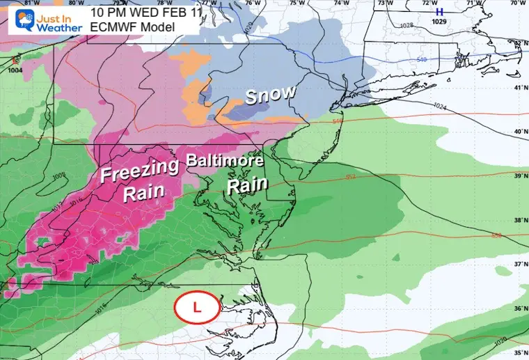 February 10 weather freezing rain Wednesday night