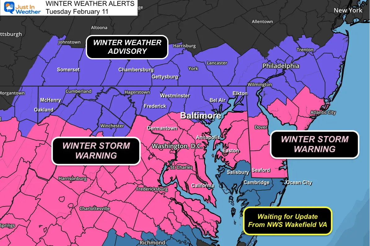 February 10 Winter Storm Warning and Advisory