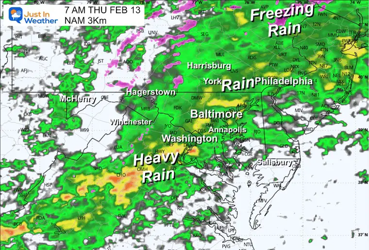 February 11 weather rain Thursday morning