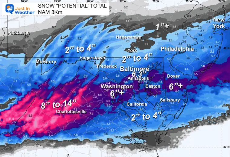 February 11 weather snow total NAM