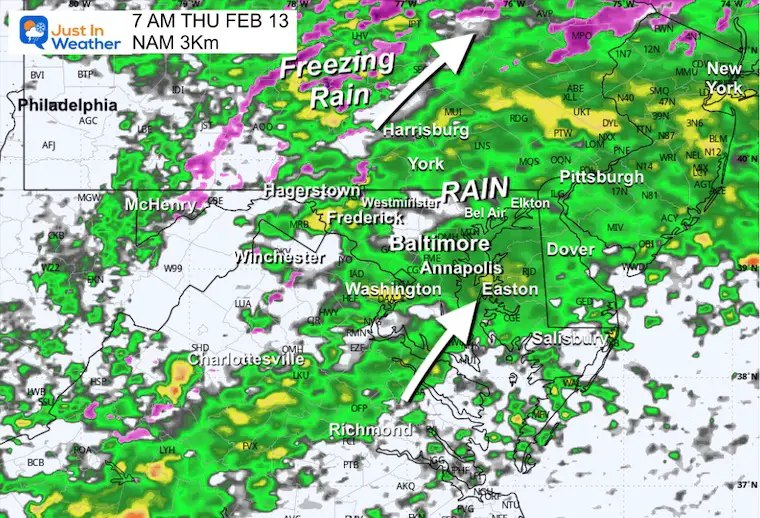 February 12 weather rain Thursday morning