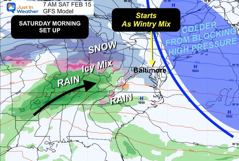 February 13 weather cold set up Saturday morning 