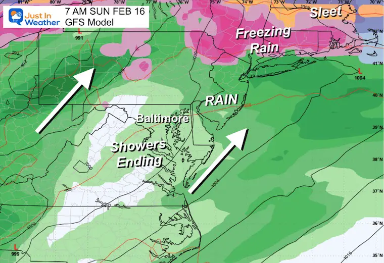 February 13 weather rain Sunday morning