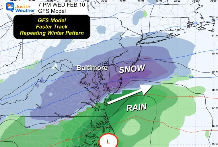 February 13 weather winter storm snow next week GFS