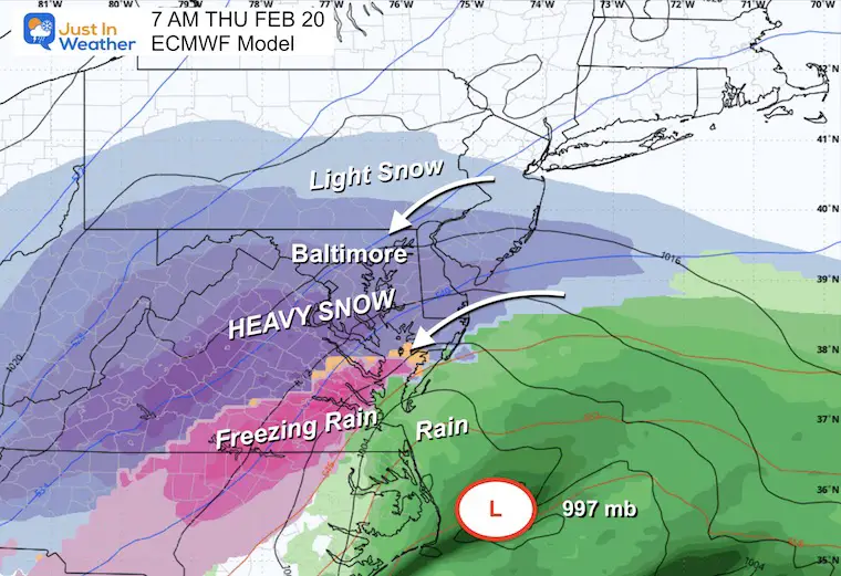 February 14 winter storm snow Thursday morning