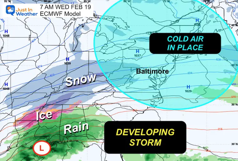 February 14 weather Wednesday morning